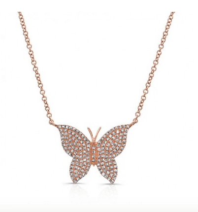 Pave Diamond Butterfly Necklace