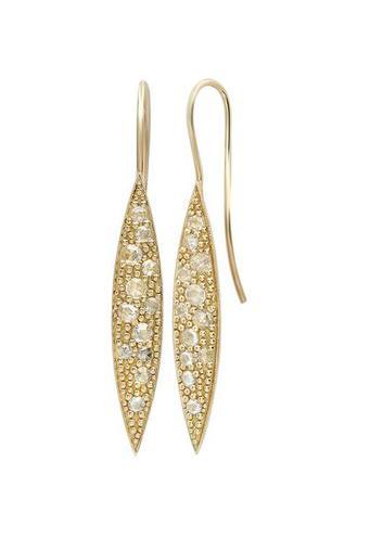 14K SPEAR WITH ROSE CUT DIAMOND EARRINGS