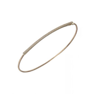 Single Row Pave Diamond Bangle in Yellow Gold