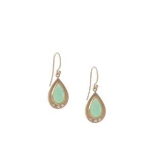 Gold & Chrysophrase Teardrop Earrings