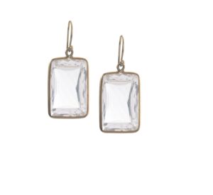 Crystal Rectangle Drop Earrings