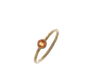 Round Orange Sapphire Ring