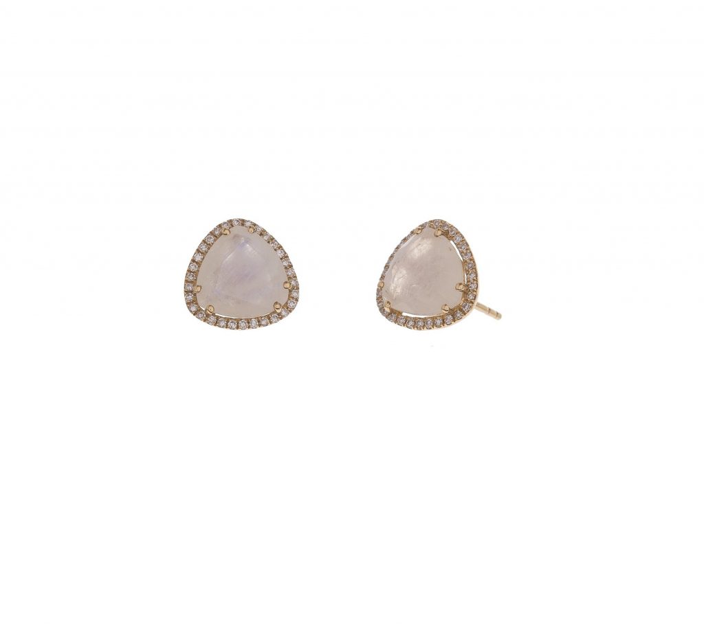 Moonstone & Pave Diamond Studs