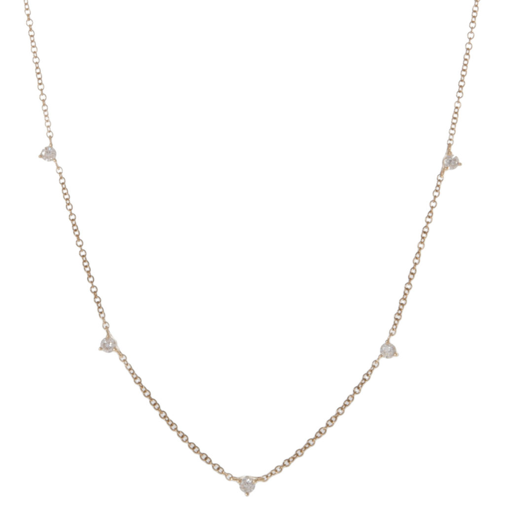 5 Diamond Station Necklace - Yellow Gold - Moondance Jewelry