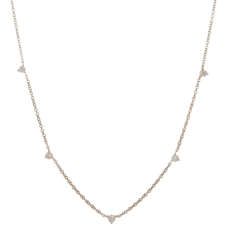 5 Diamond Station Necklace - Yellow Gold - Moondance Jewelry