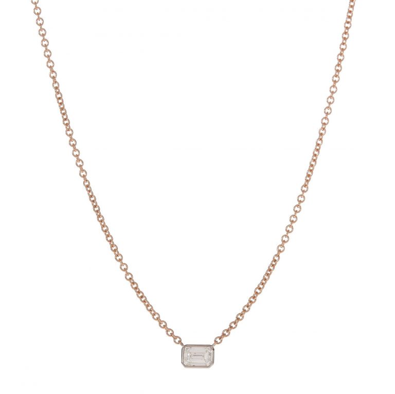 Emerald Cut Diamond Solitaire Necklace