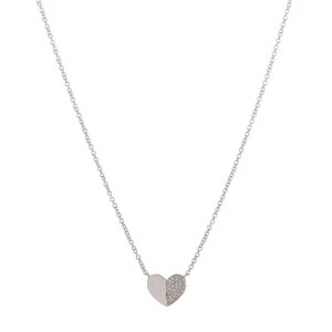 Half Pave Heart Necklace