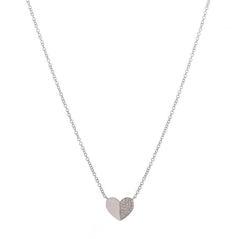 Half Pave Heart Necklace