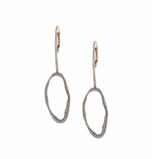 Open Oval Freeform Pave & Rhodium Earrings