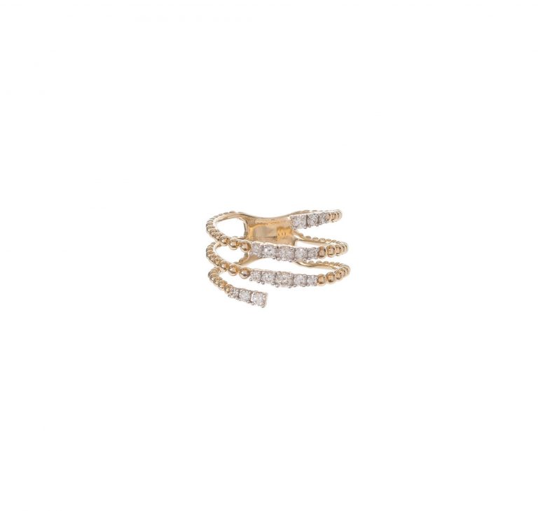 Diamond Beaded Coil Ring