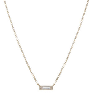 White Topaz Baguette Necklace in Yellow Gold from Moondance Jewelry Gallery