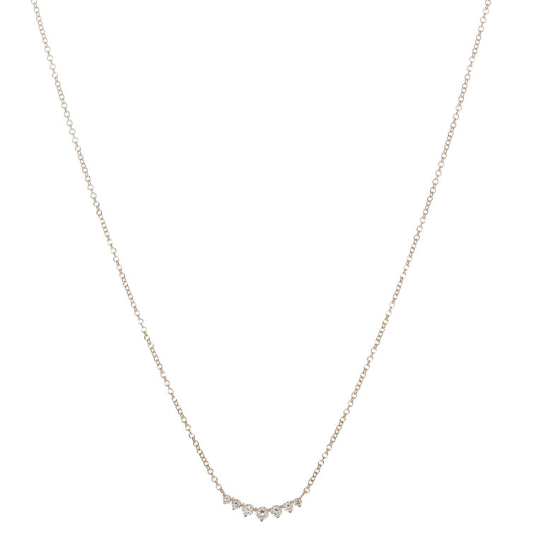 Mini Graduated Diamond Curve Necklace in Yellow Gold