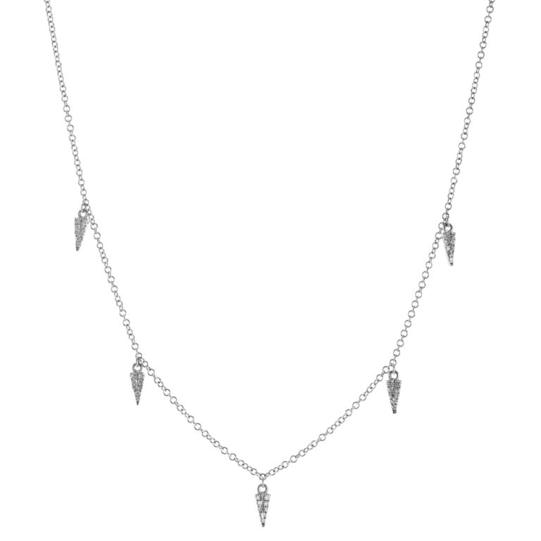 Multi Dagger Necklace in White Gold