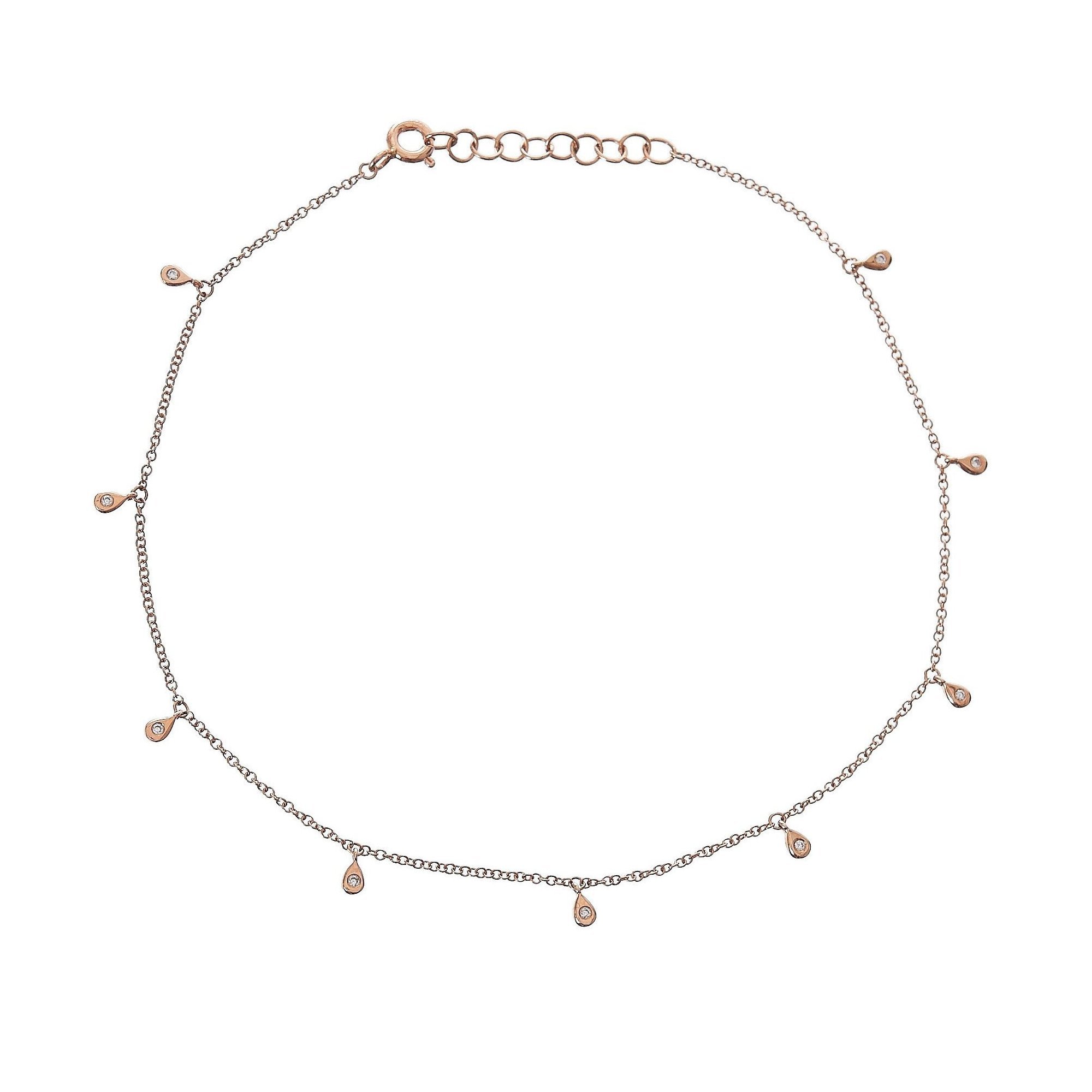 Diamond Teardrop Fringe Anklet