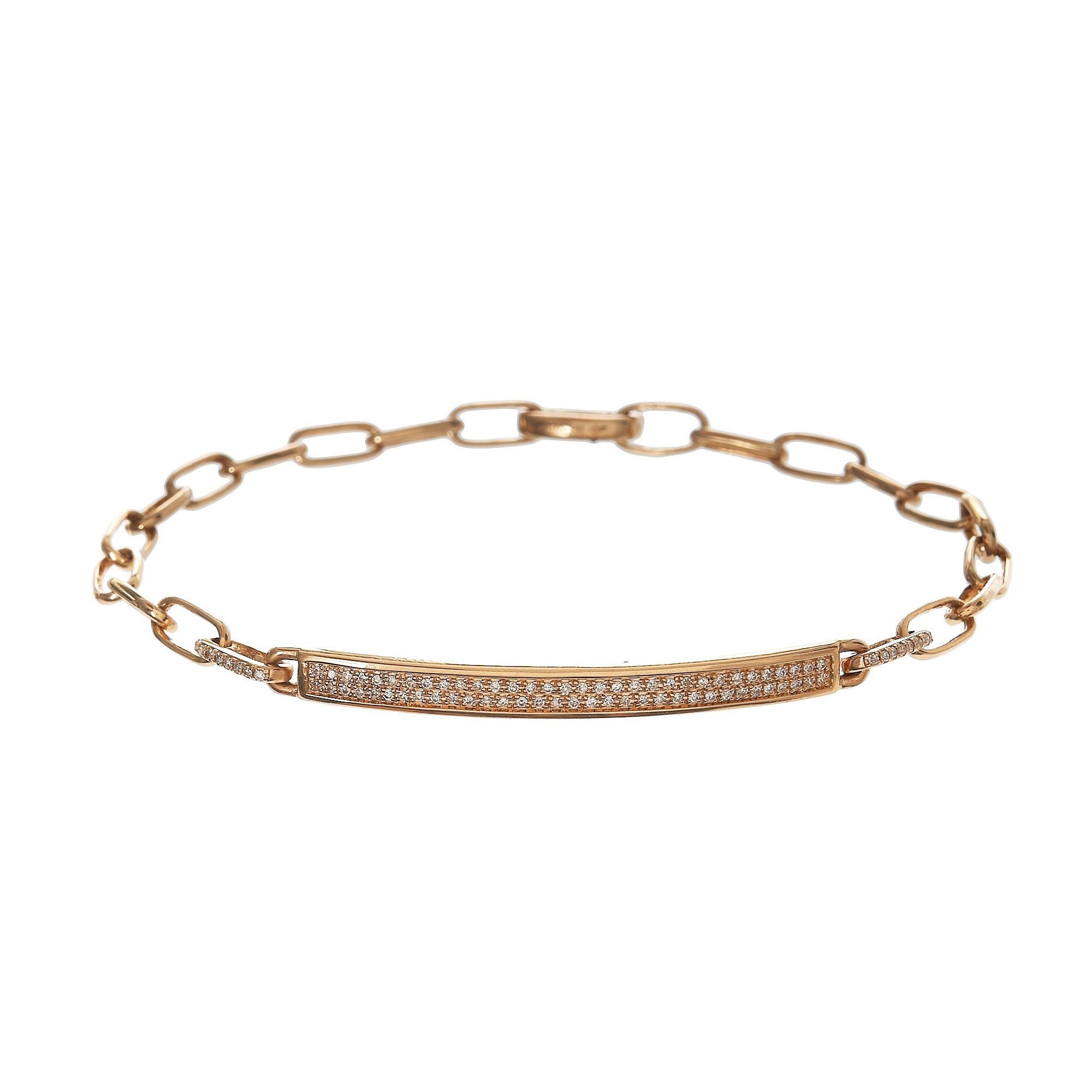 Pave ID Bar & Oval Link Bracelet