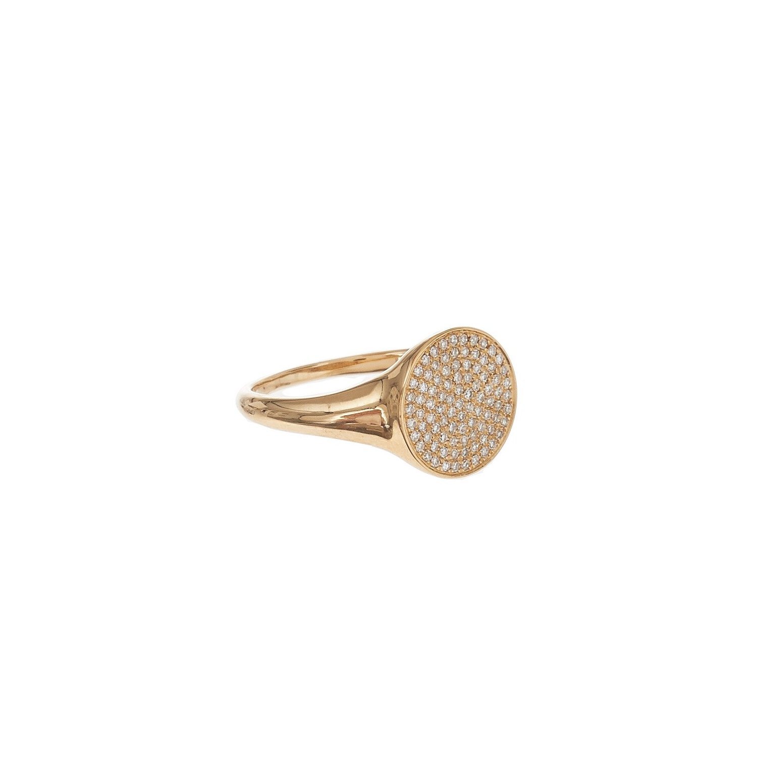 Pave Diamond Circle Signet Ring