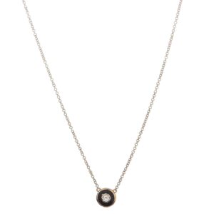 Black Enamel Diamond Disc Necklace