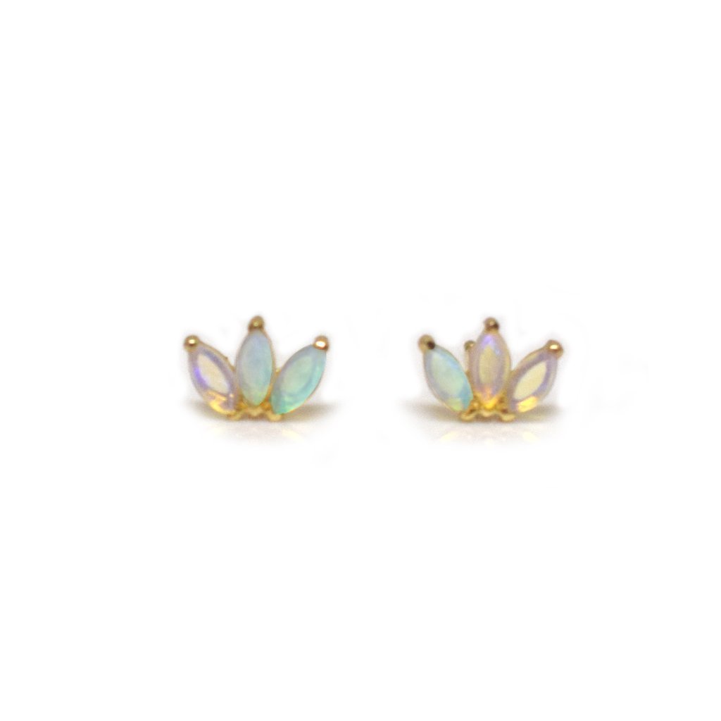 Opal & Diamond Lotus Studs