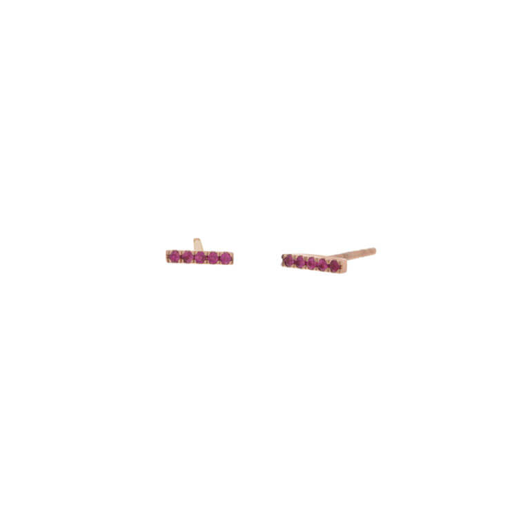 Ruby Bar Studs in Rose Gold from Moondance Jewelry