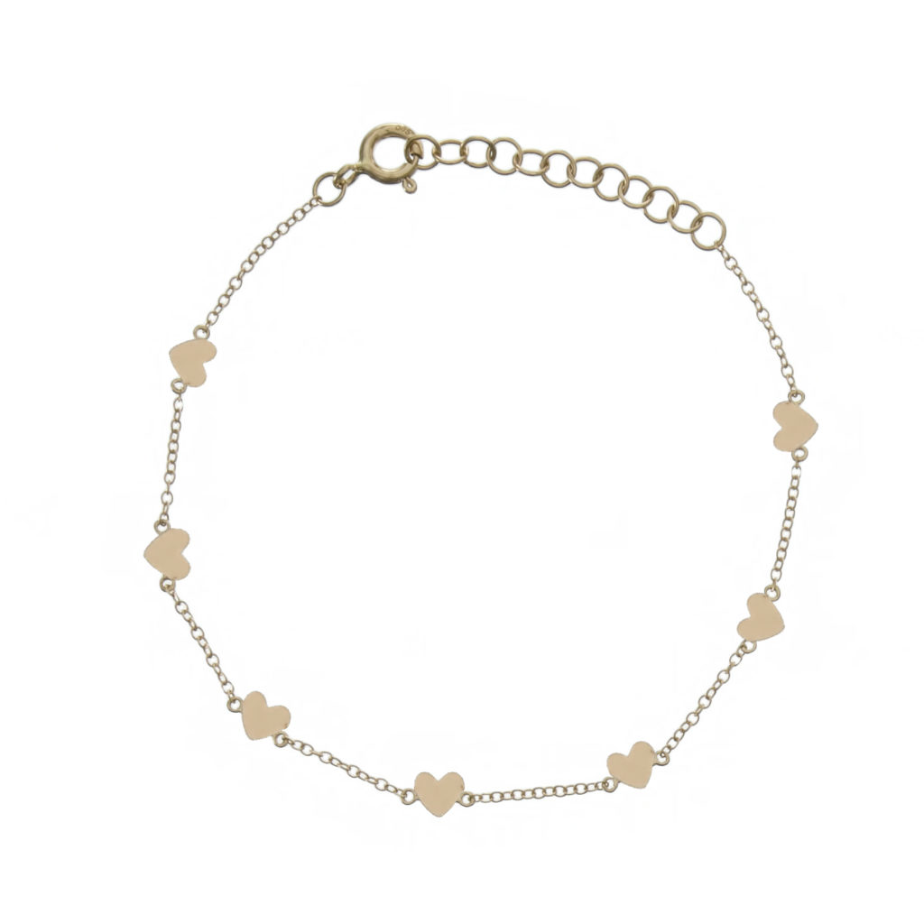 Multi Heart Chain Bracelet in Yellow Gold at Moondance Jewelry