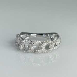 14 Karat White Gold Diamond Chain Ring