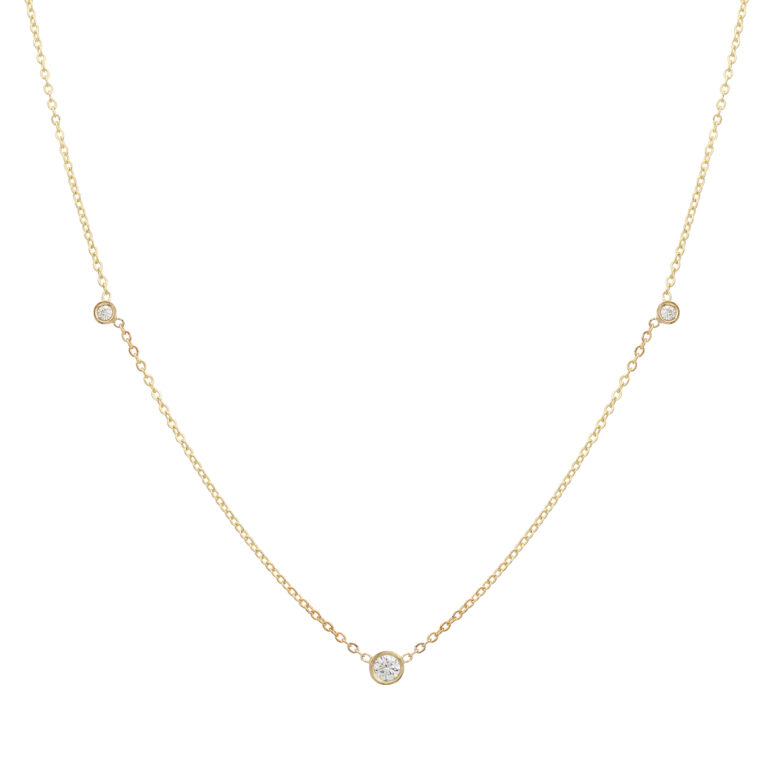 3 Diamond Bezel Necklace