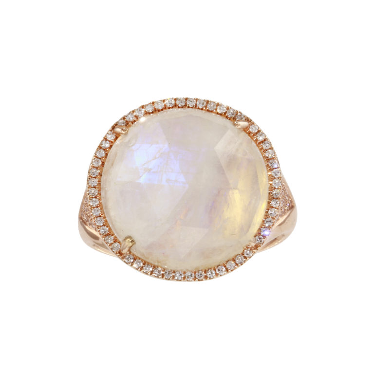 Moonstone Signet with Pave Diamonds