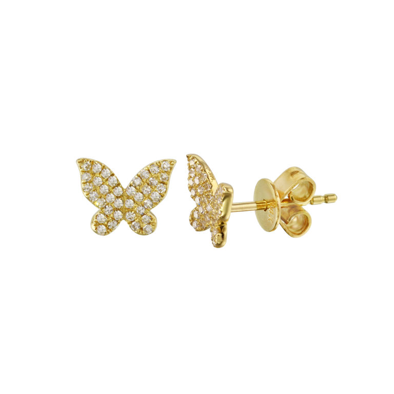 Pave Diamond Butterfly Studs