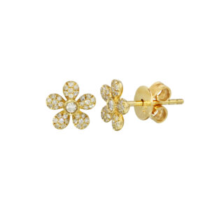 Pave Diamond Flower Studs