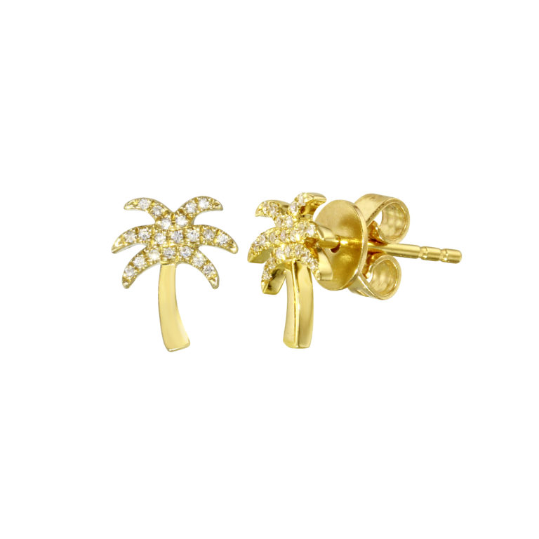 Pave Diamond Palm Tree Studs