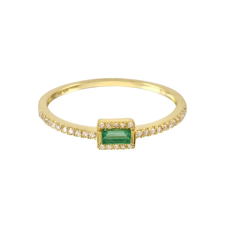 Emerald Baguette with Diamond Pave