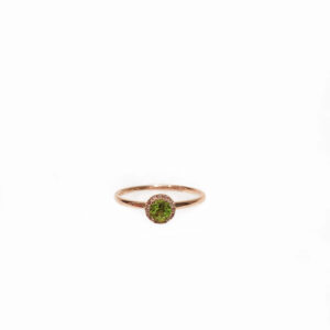 Peridot Ring with Pave Border