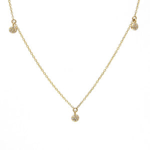 14k Yellow Gold Pave Diamond Gold Disk Necklace