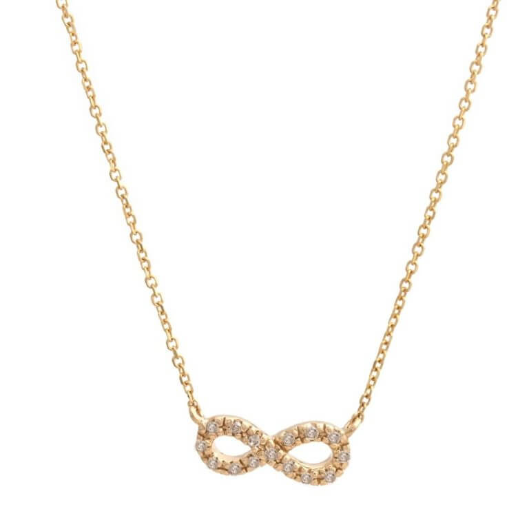 14k Yellow Gold Micro Pave Infinity Necklace