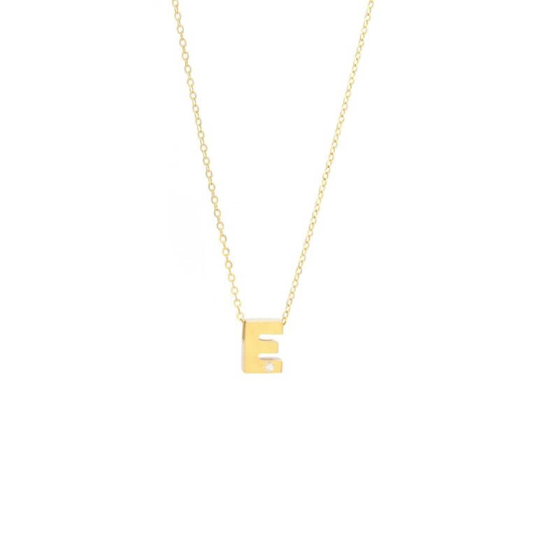 Single Initial with Round Bezel Diamond Necklace