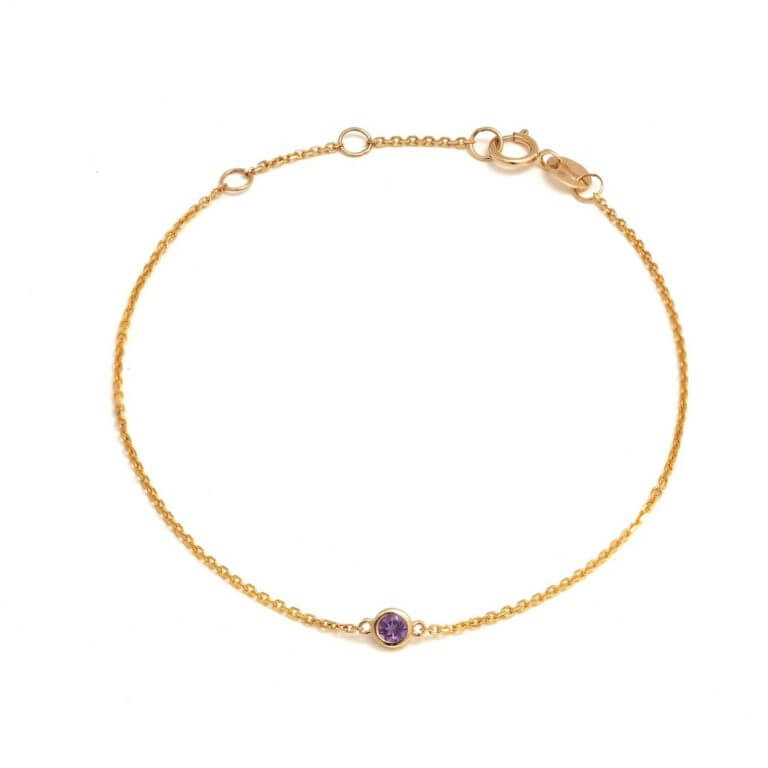 14k Yellow Gold Bezel Set Amethyst Bracelet