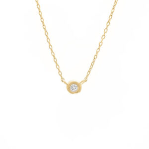 14k Yellow Gold Bezel Set Round Diamond Necklace