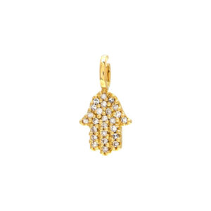 Yellow Gold Single Pave Diamond Hand Pendant