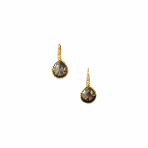 Black Diamond Bezel Earrings with White Diamonds Front View