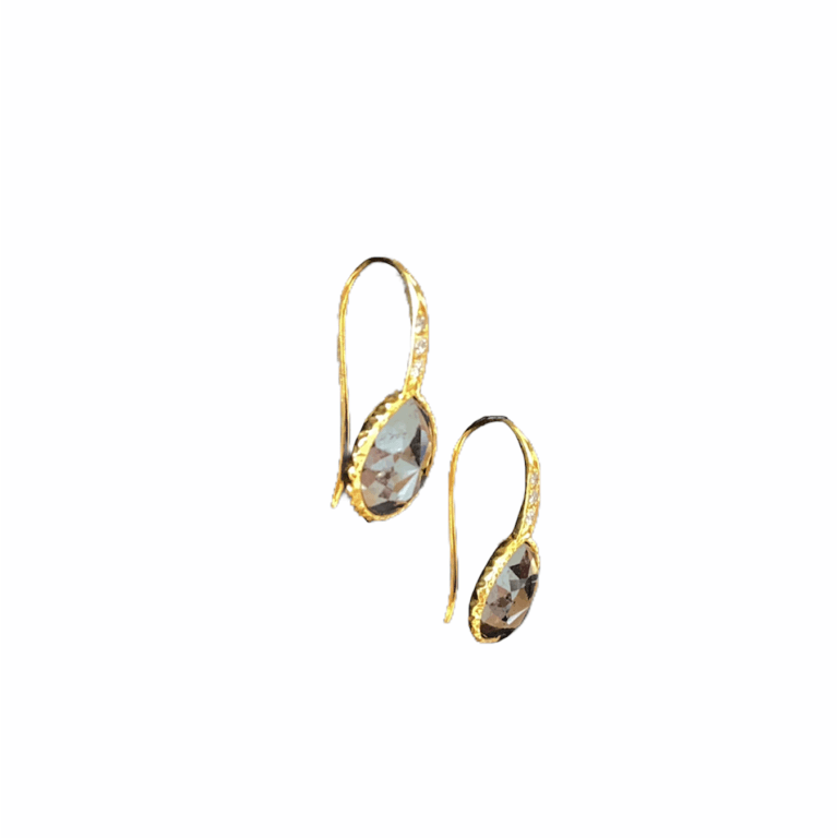 Black Diamond Bezel Earrings with White Diamonds