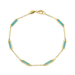 Turquoise Bar Bracelet in 14k Yellow Gold