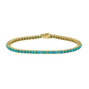 18k Yellow Gold with Turquoise Tennis Bracelet