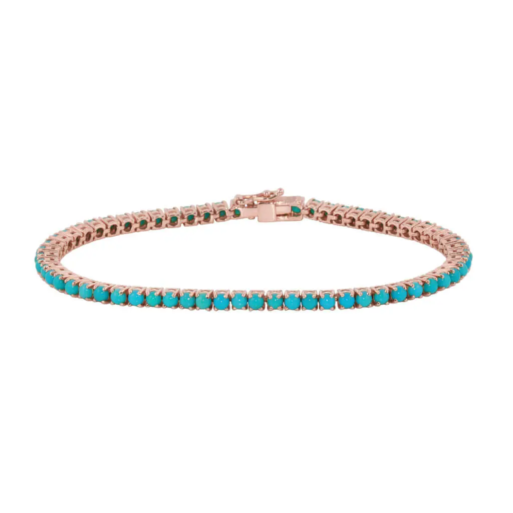 18k Rose Gold with Turquoise Tennis Bracelet