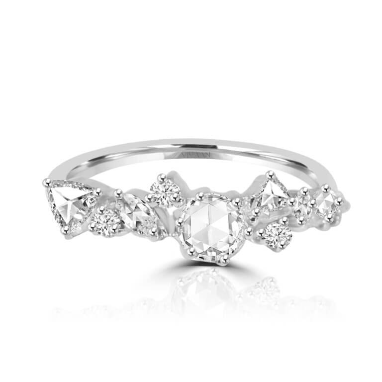 Mixed Shape Diamond Ring in 18k White Gold