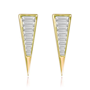 Baguette Diamond Long Triangle Earrings in 18k Yellow Gold