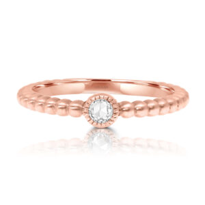 Rose Cut Diamond on Beaded Band in 18k rose gold