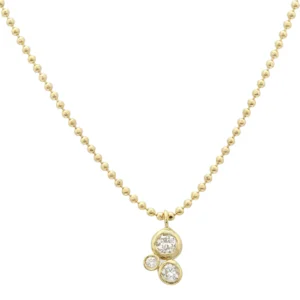 Jaine K Diamond Trio on Ball Chain Necklace