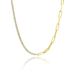 Half and Half Diamond Necklace