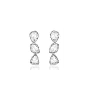 Vivaan Freeform Rose Cut Diamond Milgrain Earrings