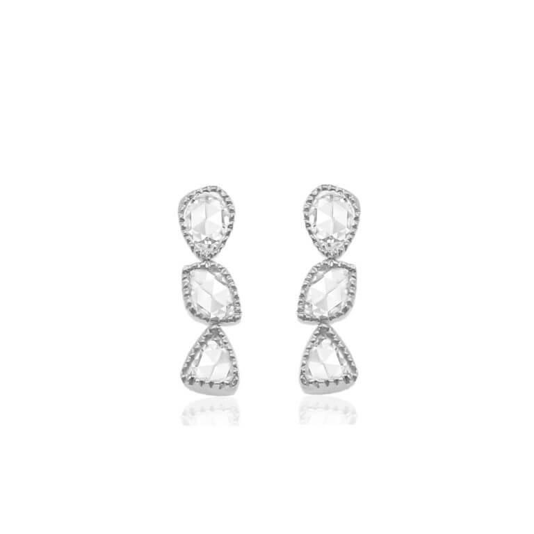 Vivaan Freeform Rose Cut Diamond Milgrain Earrings